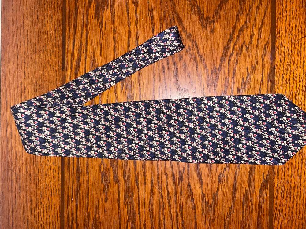 The Disney Store Mickey Mouse All Over Print Silk Necktie Navy Blue
